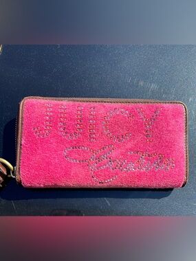 Juicy couture HTF vintage pink rhinestone long zip wallet